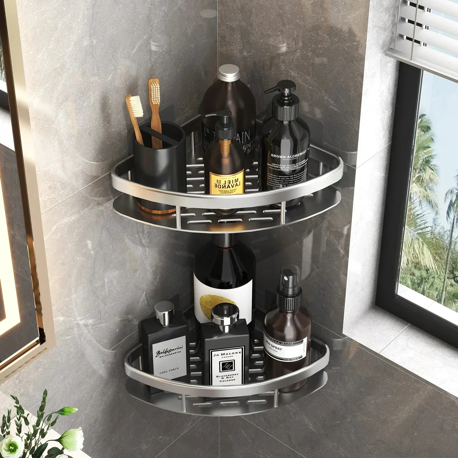 Bathroom Shelf Kitchen Storage Organizer Aluminum Alloy Shampoo Rack