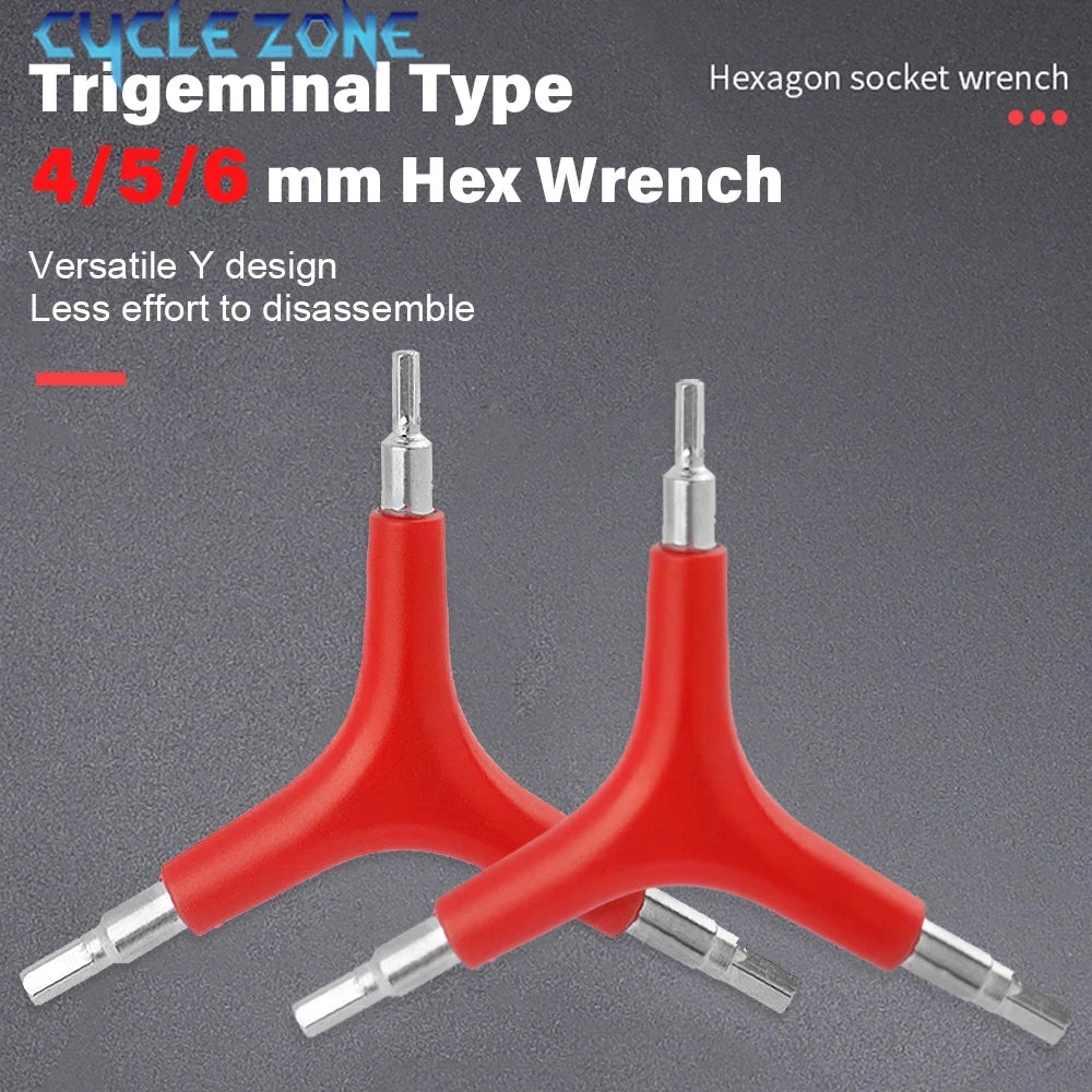 Hex Wrench Y-Type 3 Way 4/5/6mm Spanner Bicycle Repair Tools