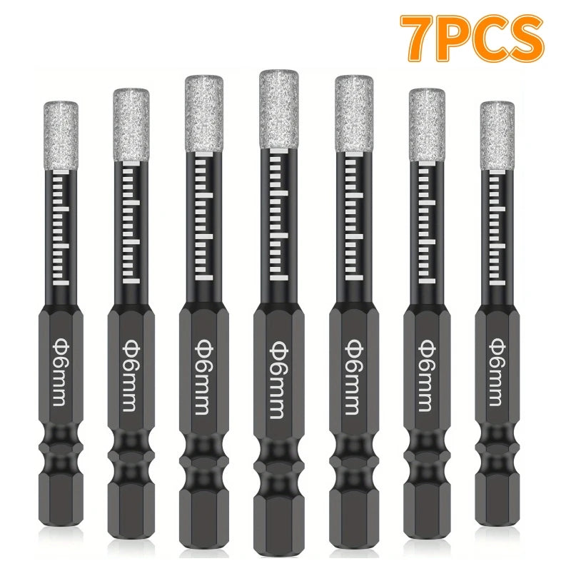 Brazed Diamond Drill Bit Set — 7, 10 & 14-Piece for Glass, Tile, Ce