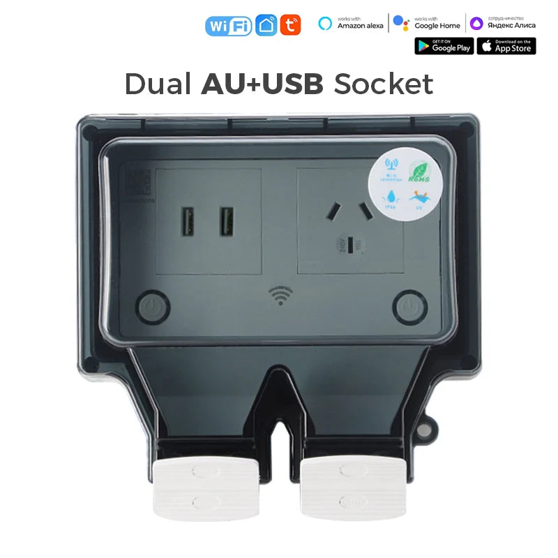 Avoir Tuya Wifi Socket IP66 Outdoor Waterproof Australia Plug
