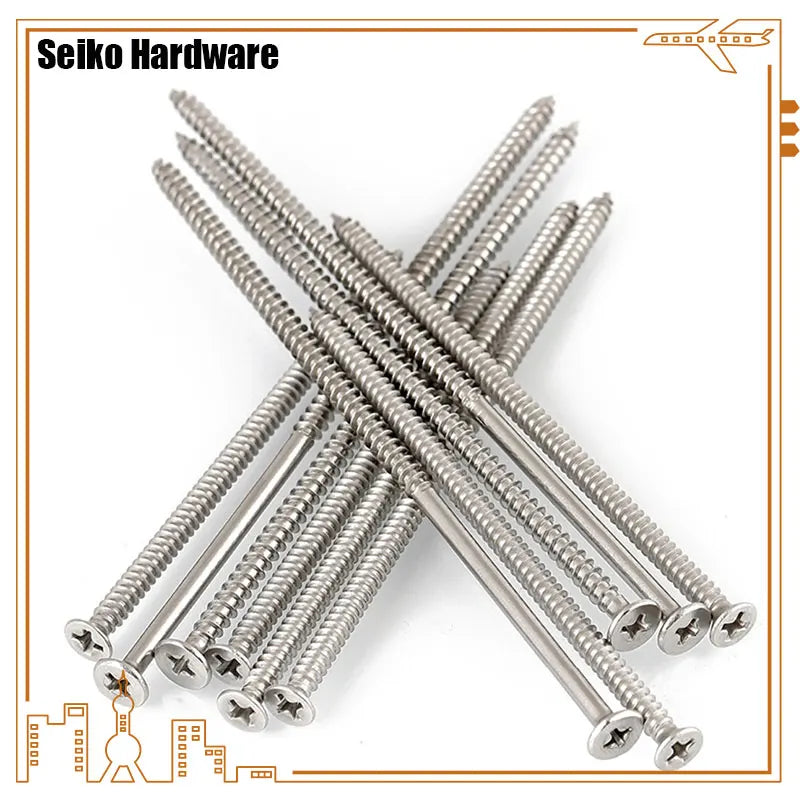 M5 lengthening Flat Head Tapping Long Wood Screw Stainless steel