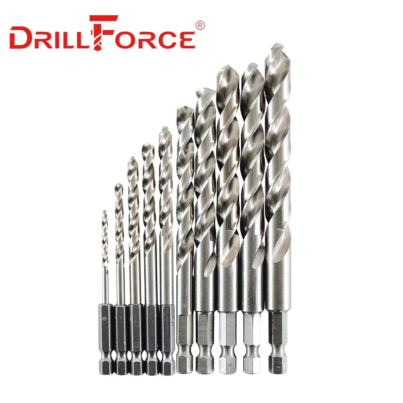 10PCS 1.5mm-13mm M35 HSSCO Cobalt Drill Bits HSS Twist Hex Quick