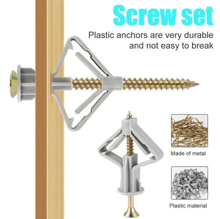 200/20x Plasterboard Dowels with Fixings Screws Self-Drilling