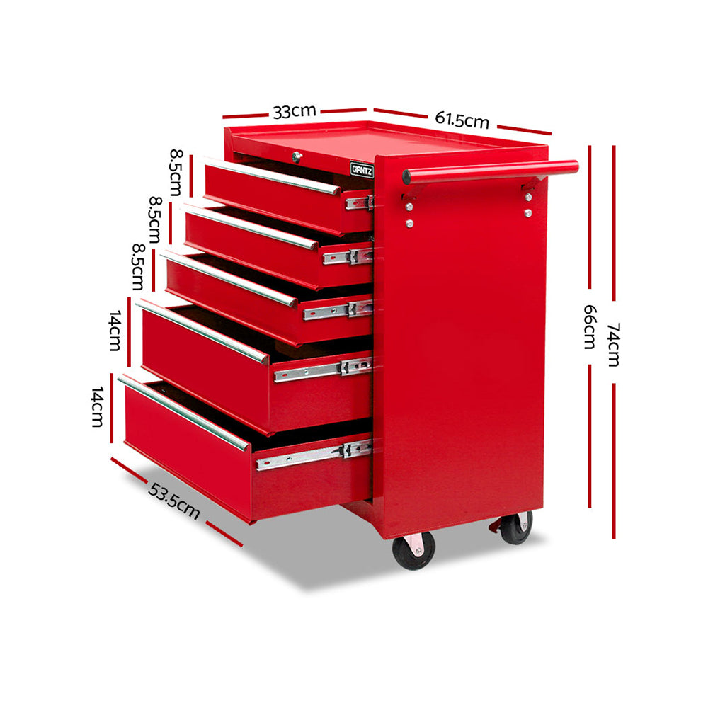 Giantz 5 Drawer Rolling Tool Cabinet – Red