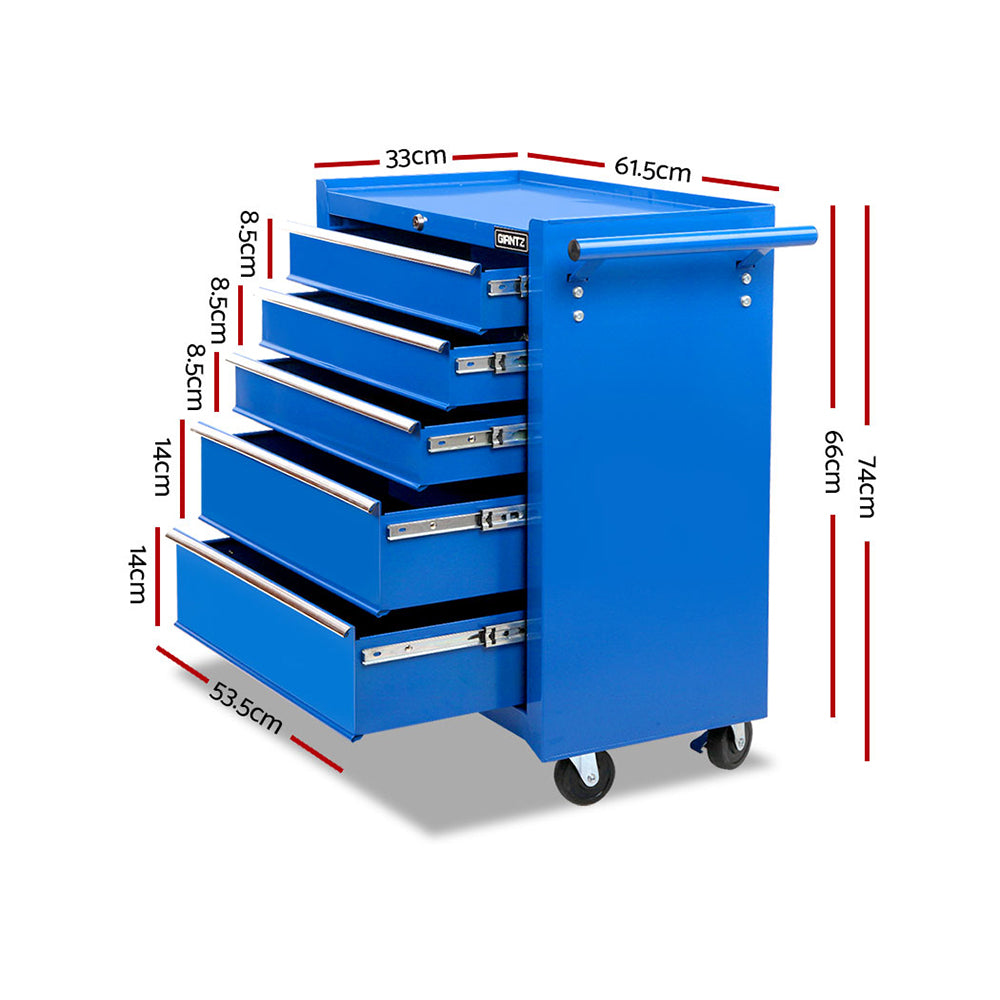 Giantz 5 Drawer Rolling Tool Cabinet – Blue