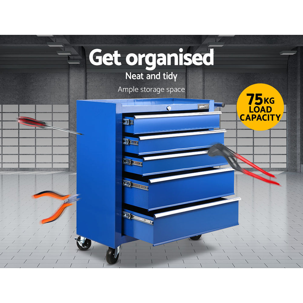 Giantz 5 Drawer Rolling Tool Cabinet – Blue