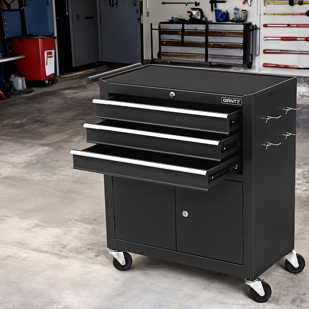 Giantz 3 Drawer Tool Cabinet with Door – Black