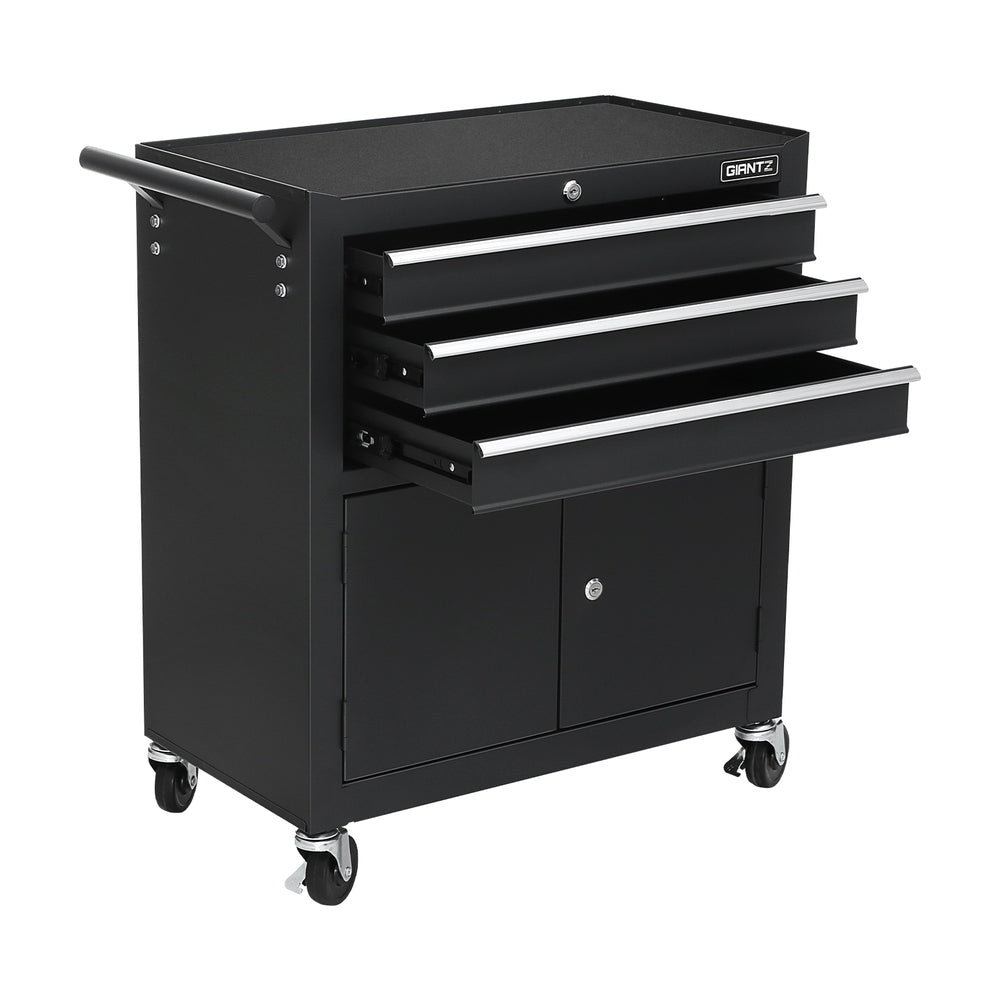 Giantz 3 Drawer Tool Cabinet with Door – Black