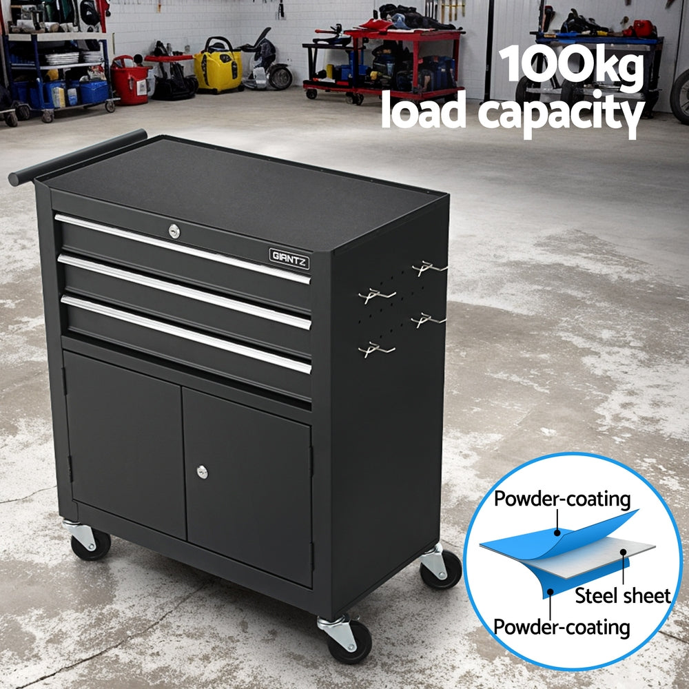 Giantz 3 Drawer Tool Cabinet with Door – Black