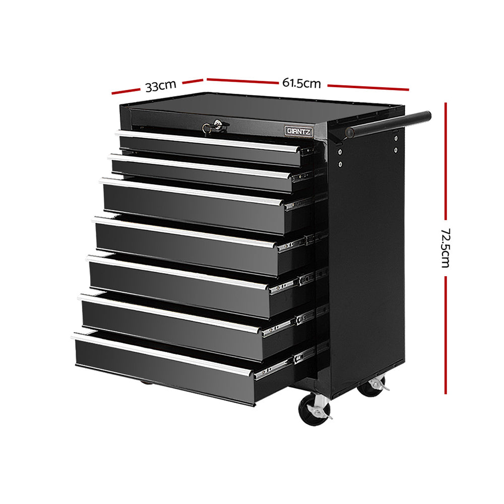 Giantz 7 Drawer Rolling Tool Cabinet – Black