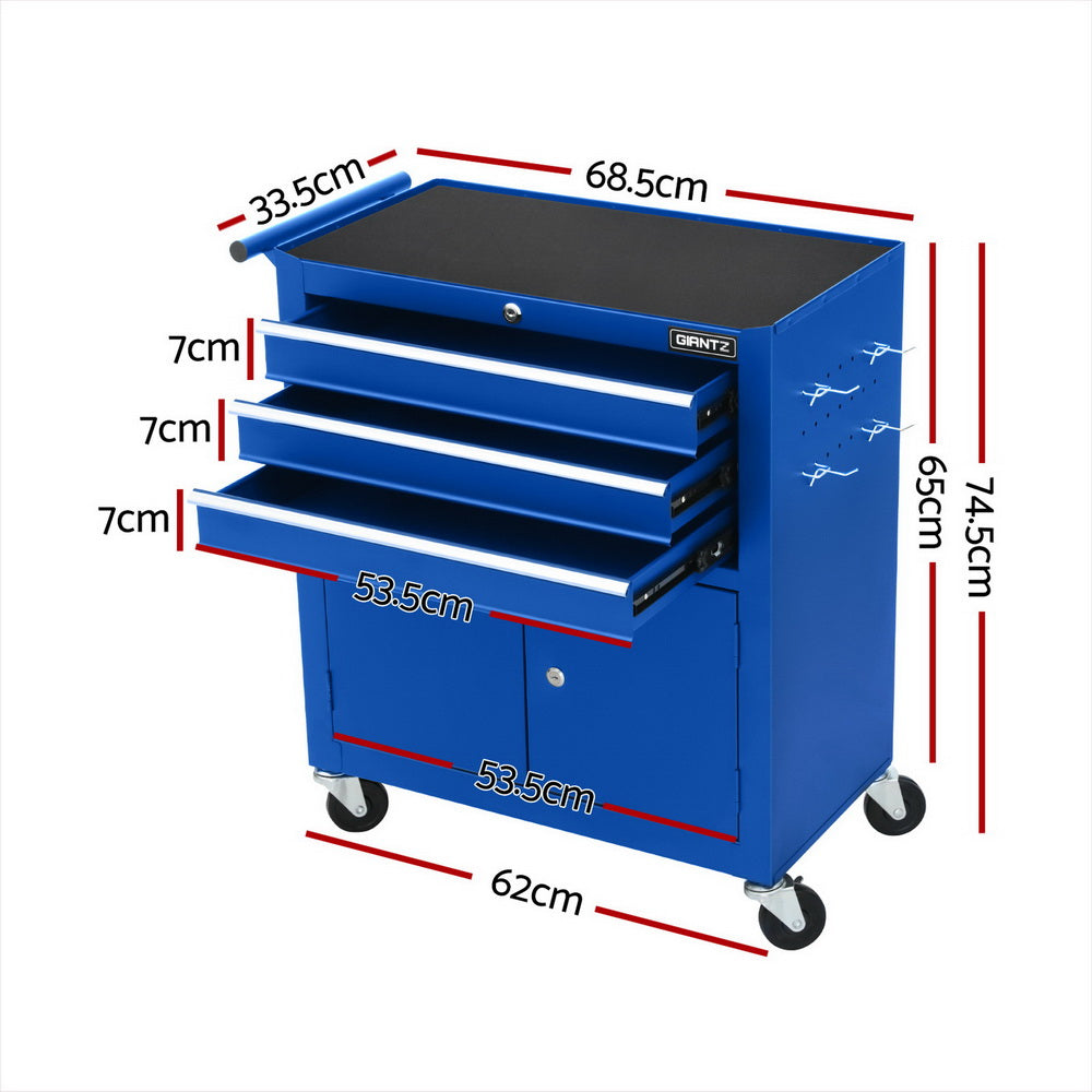 Giantz 3 Drawer Tool Cabinet with Door – Blue