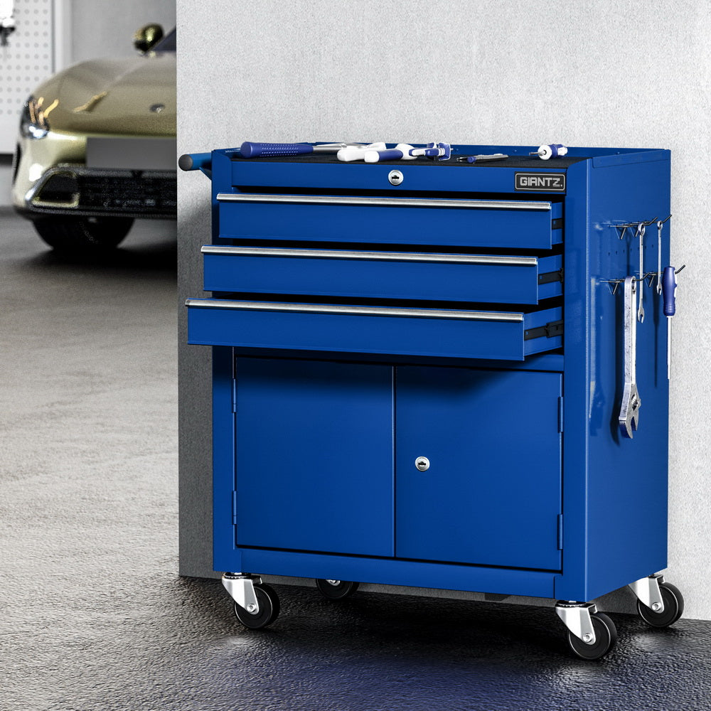 Giantz 3 Drawer Tool Cabinet with Door – Blue