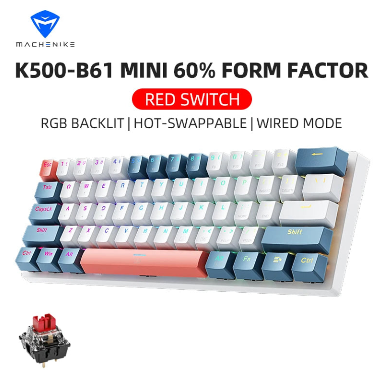 K500-B61 Machenike Mini Mechanical Keybaord 60% Form Factor 61Keys